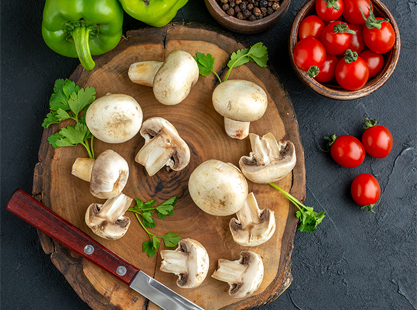 Mushrooms and tomatoes